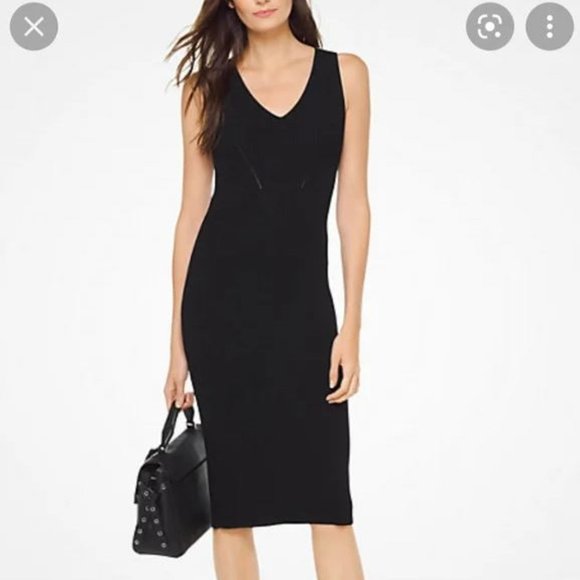 NWT Michael Kors Womens Ribbed Knit Sleeveless Sweater Dress Size S Black - Picture 1 of 7